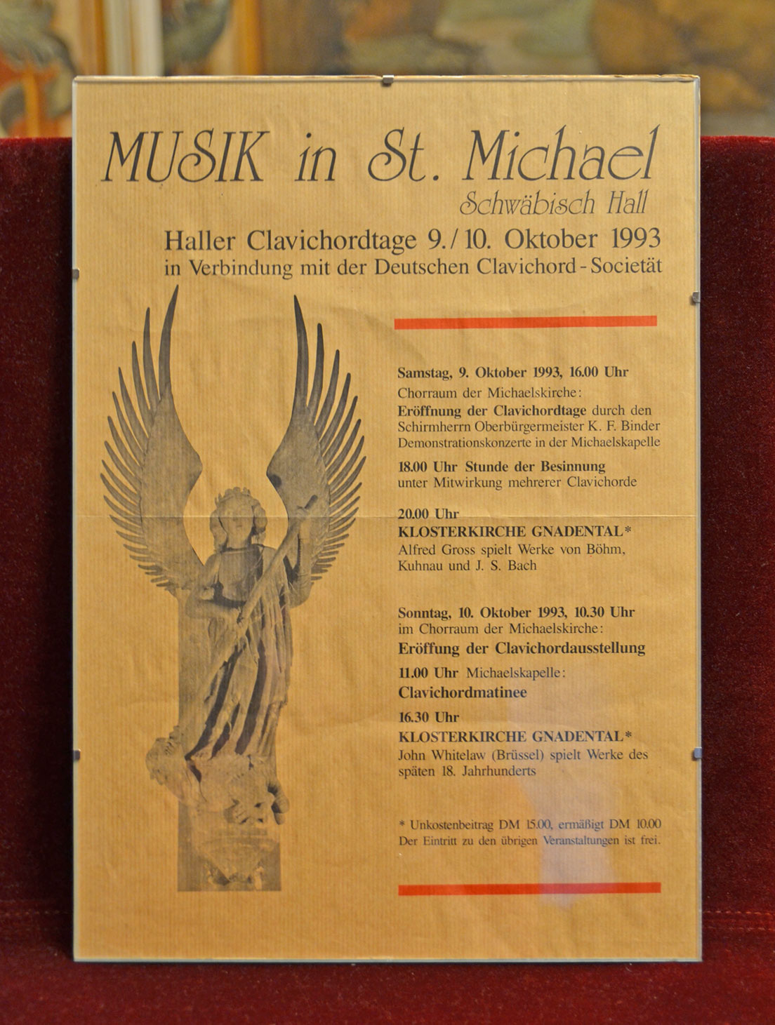 Das Plakat der ersten Clavichordtage im Oktober 1993